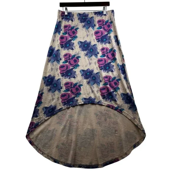 Threads‎ 4 Thought Organic Cotton Y2K High-Low Skirt Sz L Painterly Floral Print - Picture 2 of 6